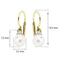 Baby earrings Danfil C2392 Yellow gold, with pearls, Front backs