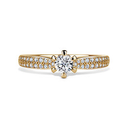 Florence Side Stones | Zásnubní prsten se středovým kamenem 0.25 ct, žluté zlato, s diamanty