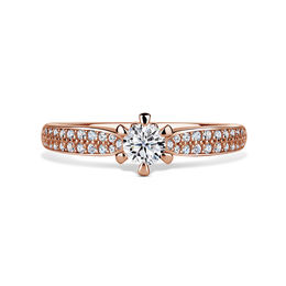 Florence Side Stones | Zásnubný prsteň so stredovým kameňom 0.25 ct, ružové zlato, s diamantmi