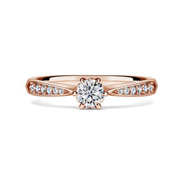 Minerva Side Stones | Zásnubní prsten se středovým kamenem 0.25 ct, růžové zlato, s diamanty