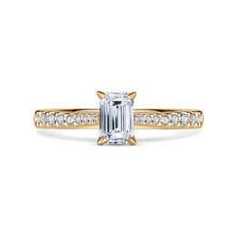 Arlene Side Stones | Zásnubní prsten se středovým kamenem 0.73 ct, žluté zlato, s diamanty