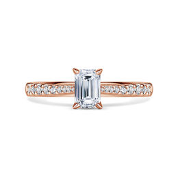 Arlene Side Stones | Zásnubní prsten se středovým kamenem 0.7 ct, růžové zlato, s diamanty